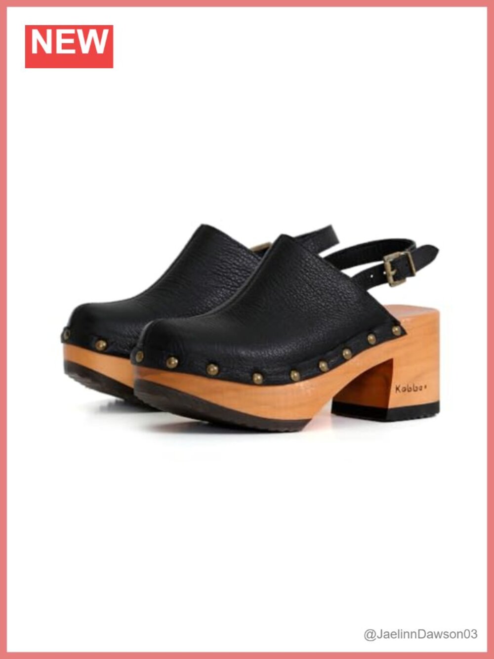 Handmade Wooden Clogs Genuine Leather Adjustable Buckle Women's